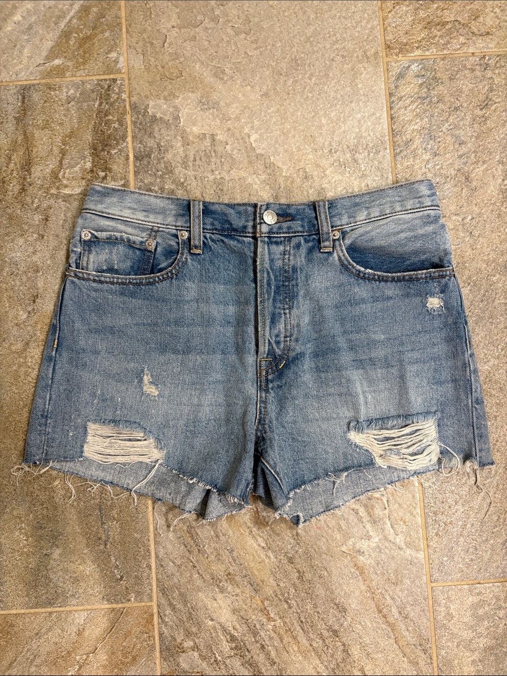 Free People-We The Free Distressed Blue Denim Women’s Shorts